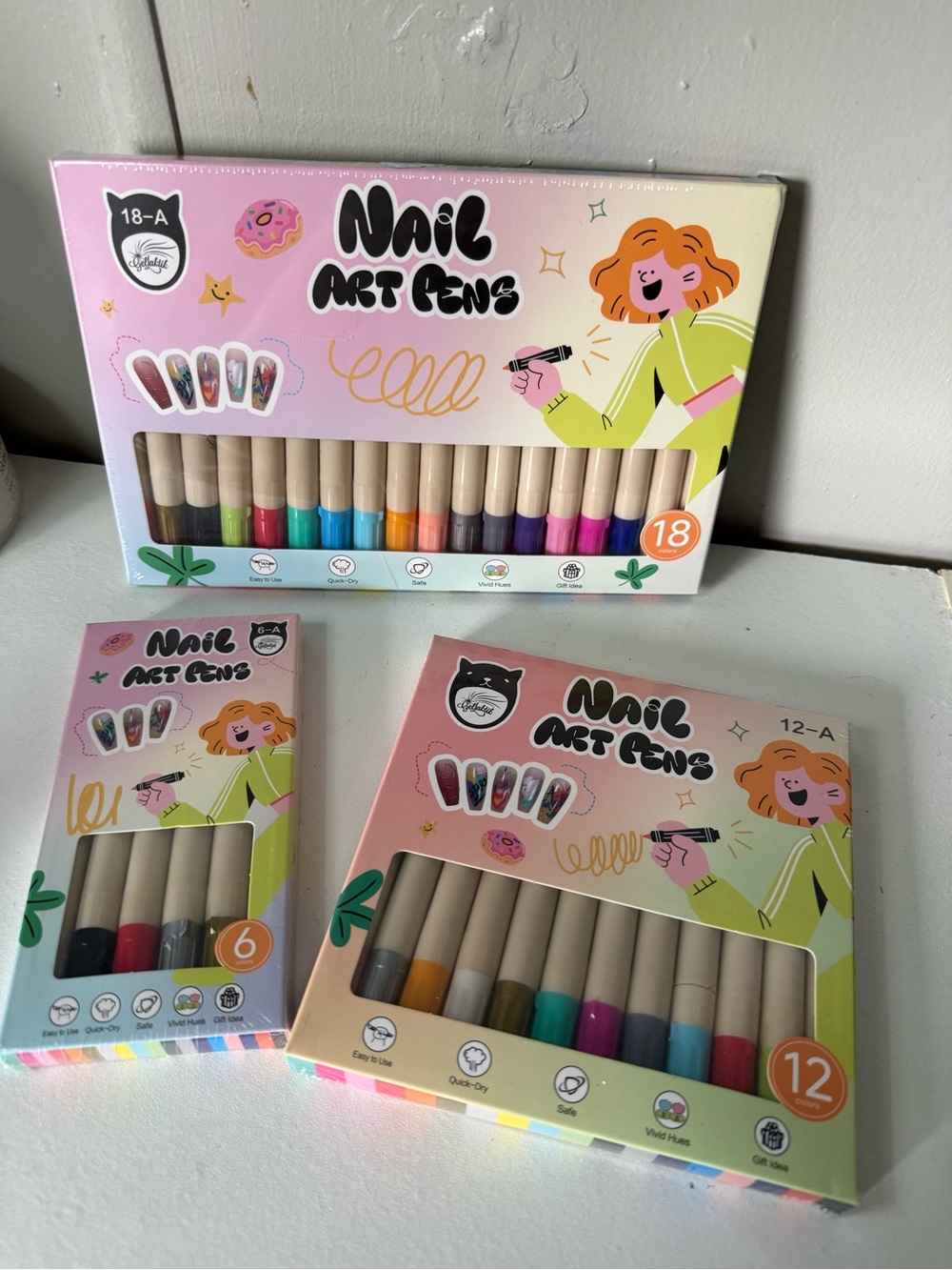 Nail Art Pens Set for Kids - Pastel & Bright Colors (3 packs)